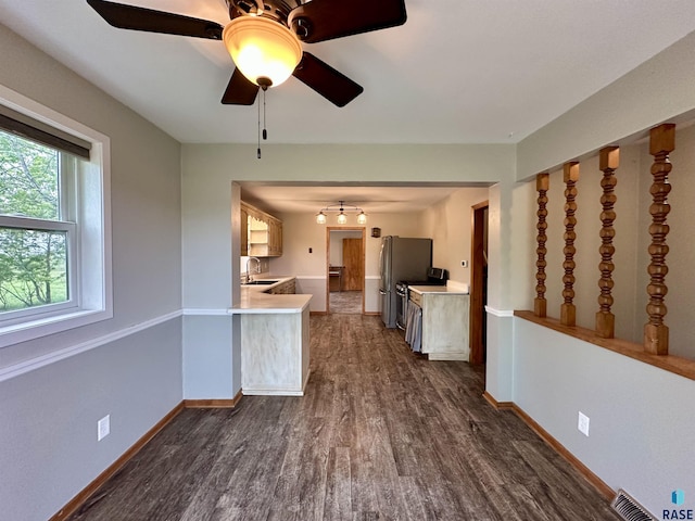 210 160th Ave, Edgerton, MN 56156 - kitchen with a sink, dark wood-style flooring, baseboards, and light countertops