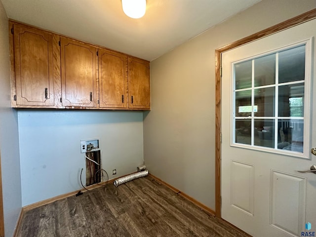 210 160th Ave, Edgerton, MN 56156 - laundry area featuring cabinet space, hookup for a washing machine, dark wood-style floors, and baseboards