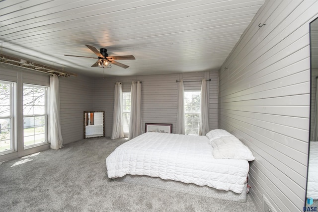 47138 293rd St, Beresford, SD 57004 - carpeted bedroom with wood walls and ceiling fan
