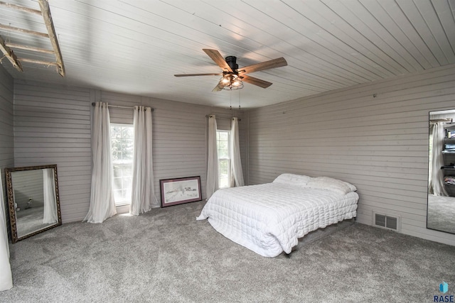 47138 293rd St, Beresford, SD 57004 - bedroom featuring carpet, a ceiling fan, and wooden walls