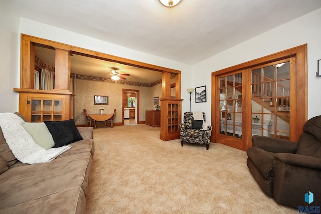 105 N 7th St, Beresford, SD 57004 - carpeted living room featuring ceiling fan