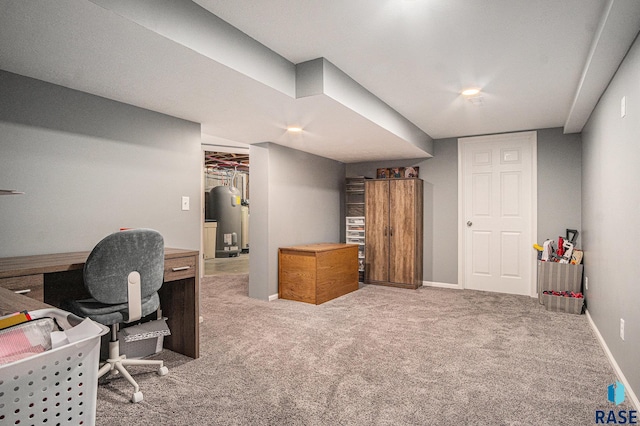 1034 N Elmwood Ave, Luverne, MN 56156 - carpeted home office with water heater and baseboards