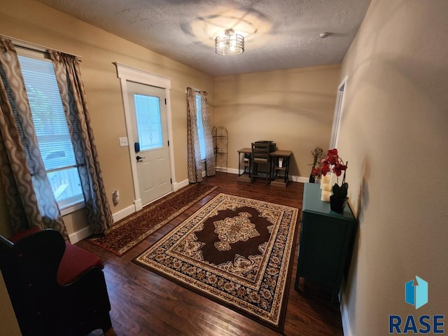 912 N Spring Ave, Sioux Falls, SD 57104 - entryway with wood finished floors, a textured ceiling, and baseboards