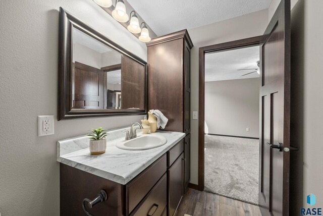 525 Quartzite Ave, Tea, SD 57064 - bathroom featuring wood finished floors, vanity, and ceiling fan