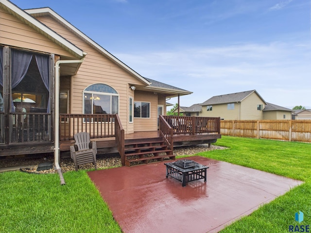 8113 S Copper Ridge Rd, Sioux Falls, SD 57108 - view of patio / terrace with a fire pit and a wooden deck
