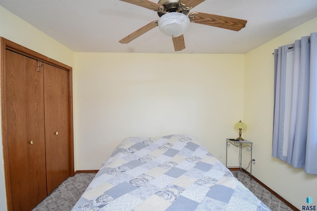 5813 W Clay St, Sioux Falls, SD 57106 - bedroom with baseboards, a closet, a ceiling fan, and carpet