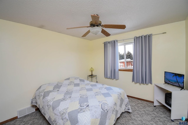 5813 W Clay St, Sioux Falls, SD 57106 - bedroom featuring baseboards, ceiling fan, carpet floors, and a textured ceiling