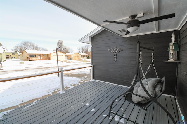 5813 W Clay St, Sioux Falls, SD 57106 - snow covered deck with ceiling fan