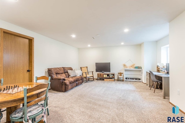 1808 S Mulberry Ave Unit D, Brandon, SD 57005 - living area featuring carpet flooring, recessed lighting, and a desk