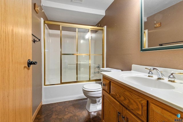 6700 W Snowberry Cir, Sioux Falls, SD 57106 - full bath featuring vanity, toilet, enclosed tub / shower combo, stone finish floors, and baseboards