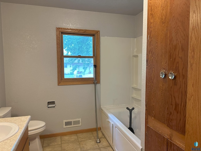 800 N Poplar St, Bridgewater, SD 57319 - bathroom featuring toilet, vanity, baseboards, and shower / bath combination