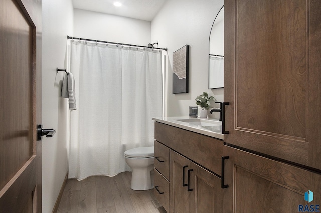 501 S Huckleberry Trl, Harrisburg, SD 57032 - full bathroom with vanity, wood finished floors, toilet, and shower / bath combo