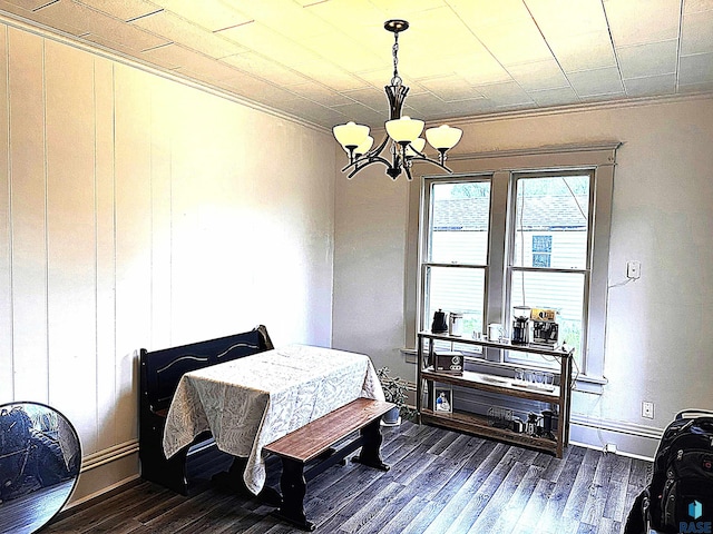 816 W 4th St, Canton, SD 57013 - bedroom with a chandelier, crown molding, dark wood finished floors, and baseboards