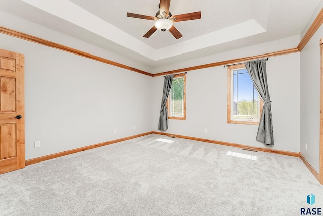 1817 W Ashton Trl, Brandon, SD 57005 - carpeted empty room with baseboards, ceiling fan, and a raised ceiling