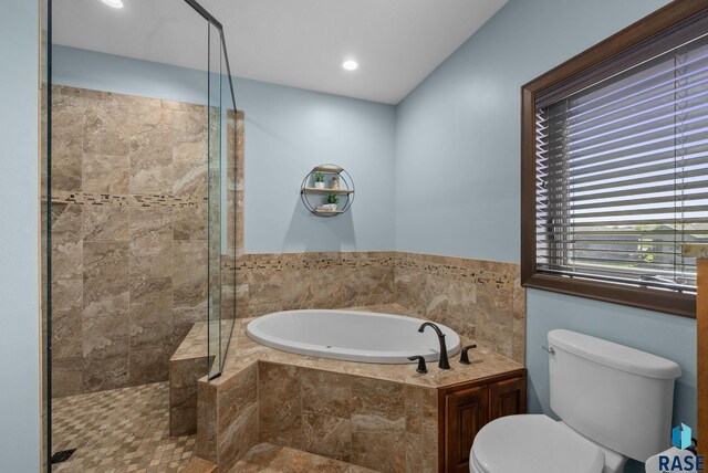 1301 S Hyannis Port Ln, Sioux Falls, SD 57106 - full bath with a garden tub, a shower stall, toilet, and recessed lighting