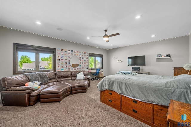 1301 S Hyannis Port Ln, Sioux Falls, SD 57106 - carpeted bedroom with recessed lighting and a ceiling fan