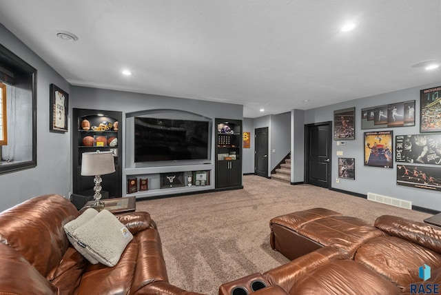 1301 S Hyannis Port Ln, Sioux Falls, SD 57106 - living area with stairway, carpet, and recessed lighting