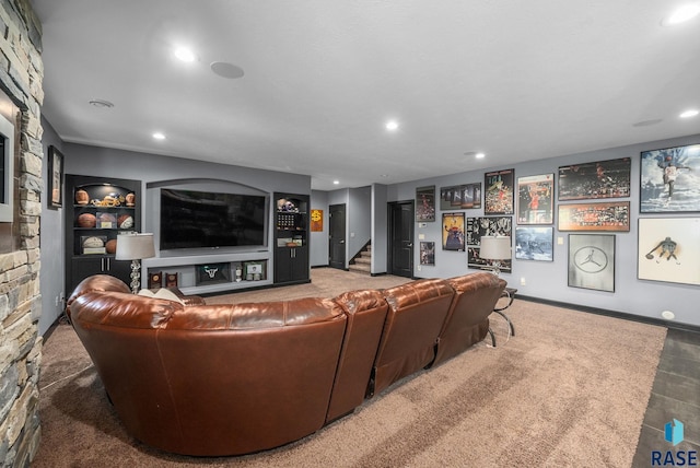 1301 S Hyannis Port Ln, Sioux Falls, SD 57106 - living room featuring stairs, recessed lighting, and baseboards