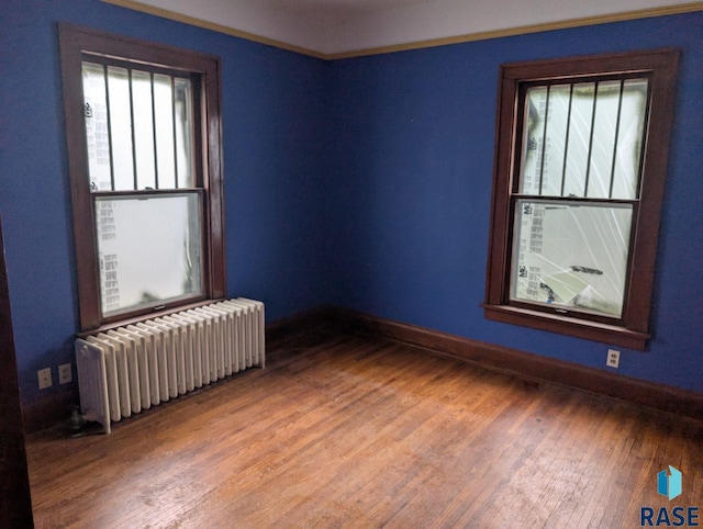 302 E 19th St, Sioux Falls, SD 57105 - spare room with radiator heating unit, healthy amount of natural light, wood finished floors, and baseboards