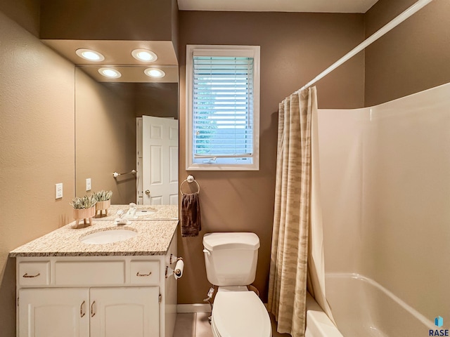 108 W Hazeltine Ln, Sioux Falls, SD 57108 - bathroom featuring vanity, toilet, shower / bathtub combination with curtain, and baseboards
