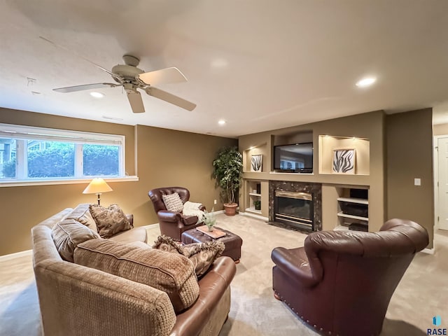 108 W Hazeltine Ln, Sioux Falls, SD 57108 - living room featuring carpet, a ceiling fan, recessed lighting, and baseboards