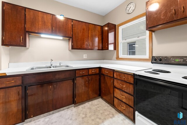 1530 W 10th St, Sioux Falls, SD 57104 - kitchen with range with electric stovetop, a sink, and light countertops