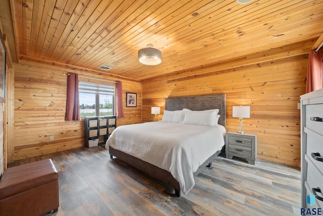 6604 Peninsula Pt, Wentworth, SD 57075 - bedroom with wooden walls, wood ceiling, and wood finished floors