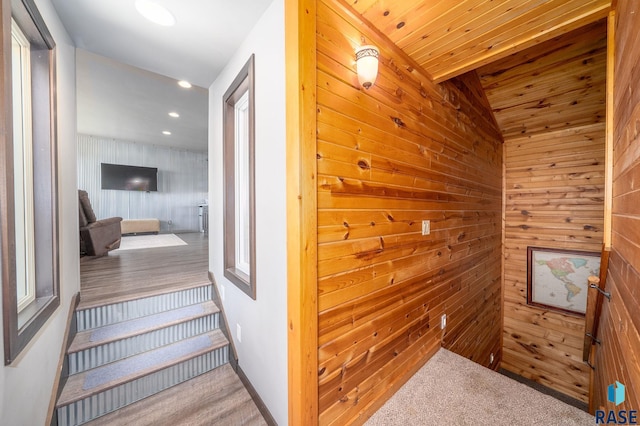 6604 Peninsula Pt, Wentworth, SD 57075 - hallway featuring recessed lighting and wooden walls