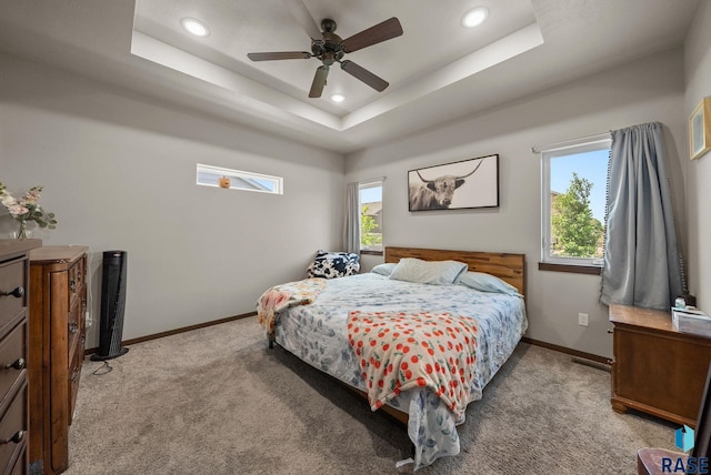 5205 S Eastwind Ave, Sioux Falls, SD 57108 - carpeted bedroom featuring recessed lighting, baseboards, a tray ceiling, and ceiling fan
