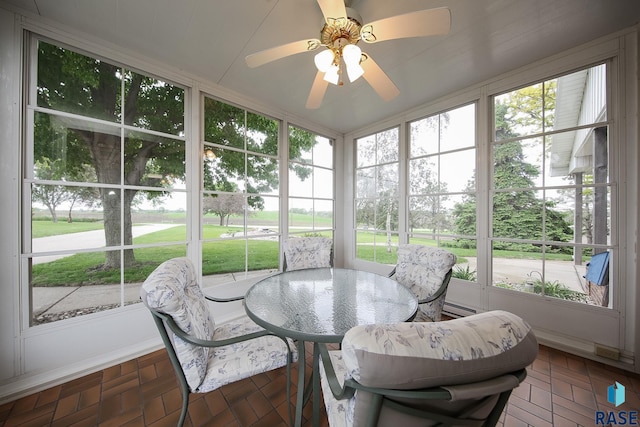 48224 266th St, Brandon, SD 57005 - sunroom / solarium featuring a ceiling fan and baseboard heating