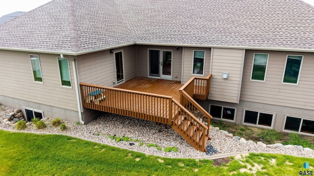 2601 N Devon Ave, Tea, SD 57064 - rear view of house with a wooden deck, a lawn, and roof with shingles