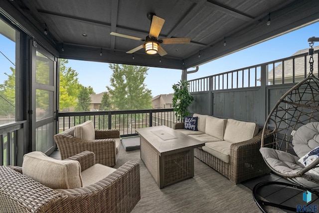 3909 E Shepherd St, Sioux Falls, SD 57103 - deck with outdoor lounge area and ceiling fan
