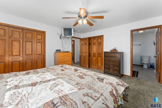 39240 210th St, Huron, SD 57350 - carpeted bedroom with ceiling fan and connected bathroom