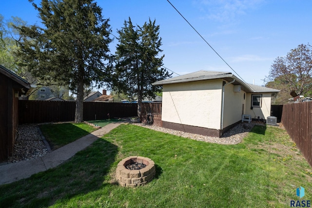 912 N Minnesota Ave, Sioux Falls, SD 57104 - view of yard with an outdoor fire pit and central AC unit