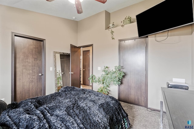 1716 E Tracy Ln, Sioux Falls, SD 57103 - bedroom featuring carpet flooring, a ceiling fan, and two closets