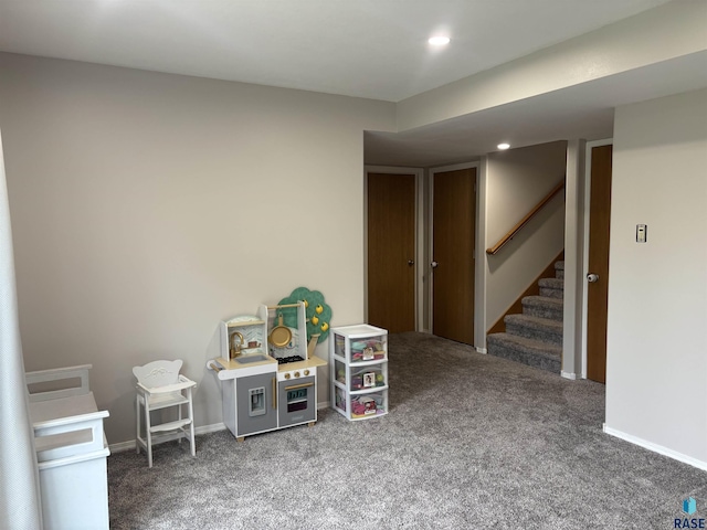8000 W 44th St, Sioux Falls, SD 57106 - playroom with carpet, baseboards, and recessed lighting