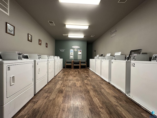 109 E Luverne St Unit 220, Luverne, MN 56156 - community laundry with washer and dryer and dark wood-style floors