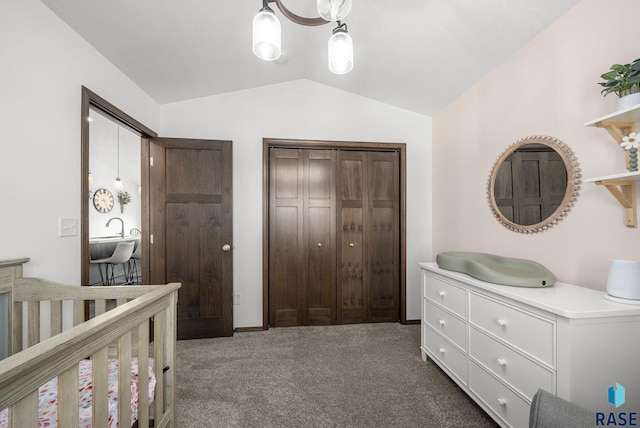 622 Creekside Trl, Harrisburg, SD 57032 - carpeted bedroom featuring lofted ceiling and a closet