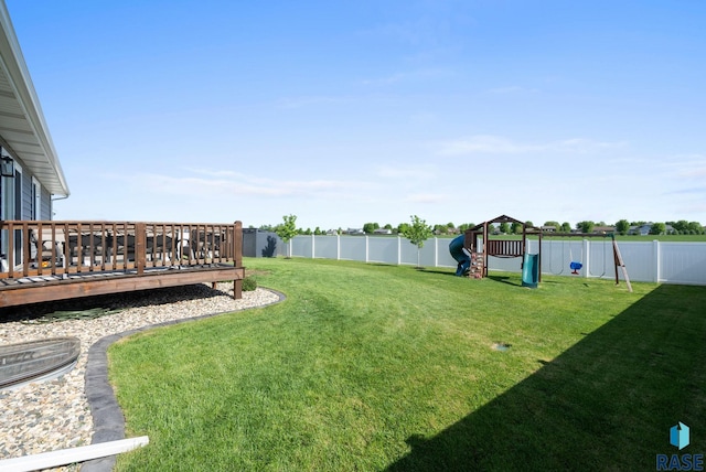 622 Creekside Trl, Harrisburg, SD 57032 - view of yard featuring a playground and a deck