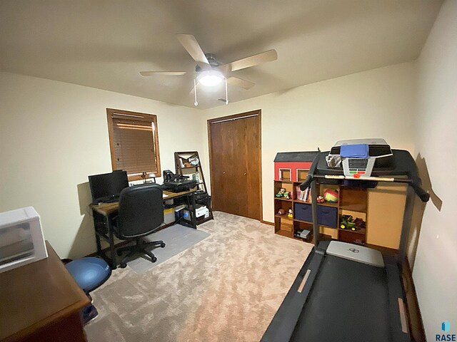 4604 S Woodwind Ln, Sioux Falls, SD 57103 - carpeted home office with ceiling fan
