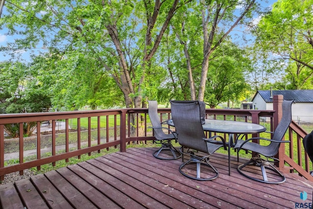 6501 W 46th St, Sioux Falls, SD 57106 - wooden deck with outdoor dining area