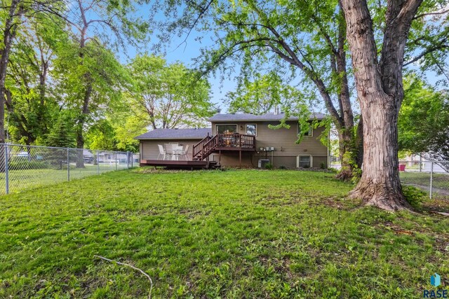 6501 W 46th St, Sioux Falls, SD 57106 - rear view of property with a deck and stairs