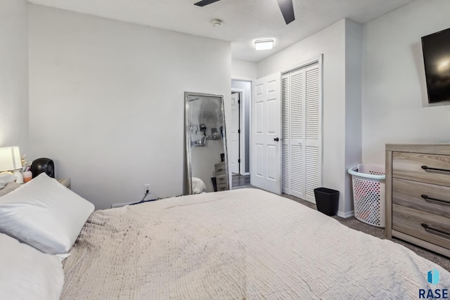 6501 W 46th St, Sioux Falls, SD 57106 - bedroom featuring a closet, carpet, baseboards, and ceiling fan