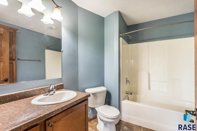 5205 S Culbert Ave, Sioux Falls, SD 57106 - full bathroom featuring vanity, shower / bath combination, toilet, and tile patterned floors