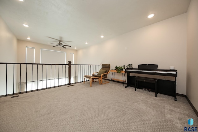 2407 E Copalis Pl, Sioux Falls, SD 57108 - sitting room with ceiling fan, carpet, baseboards, and recessed lighting
