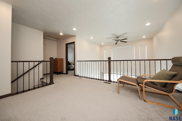 2407 E Copalis Pl, Sioux Falls, SD 57108 - sitting room featuring recessed lighting, carpet, an upstairs landing, and ceiling fan