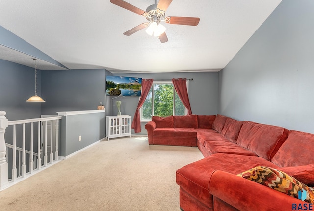 7104 W 68th St, Sioux Falls, SD 57106 - living area with carpet floors, a ceiling fan, and baseboards