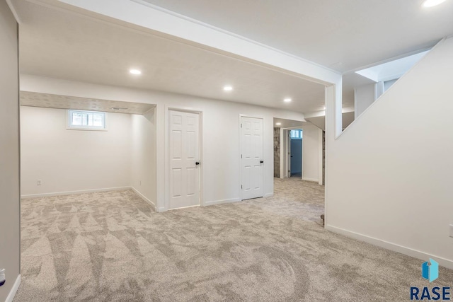1205 W 14th St, Sioux Falls, SD 57104 - basement with carpet floors, recessed lighting, and baseboards