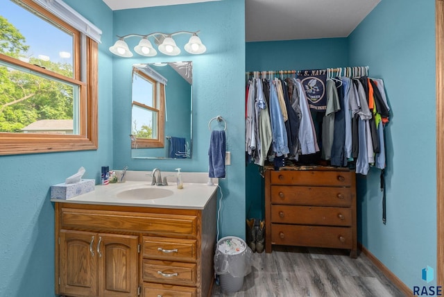 48484 262nd St, Valley Springs, SD 57068 - bathroom with vanity and wood finished floors