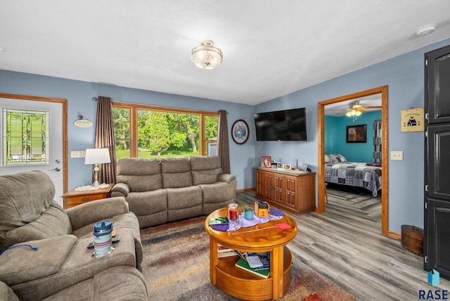 48484 262nd St, Valley Springs, SD 57068 - living area with light wood-style flooring, baseboards, and ceiling fan